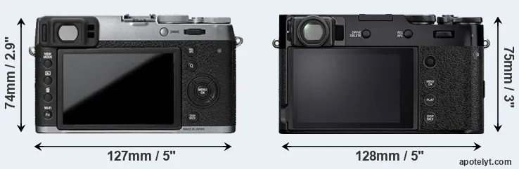 Comparison X100T or X100V rear