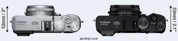 Compare X100T versus X100V top