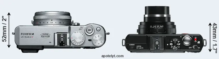 Compare X100T versus D-LUX 5 top
