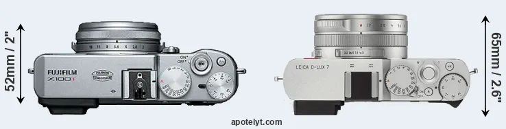 Compare X100T versus D-LUX 7 top