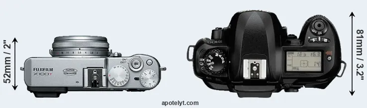 Compare X100T versus D100 top