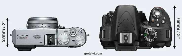 Compare X100T versus D3300 top