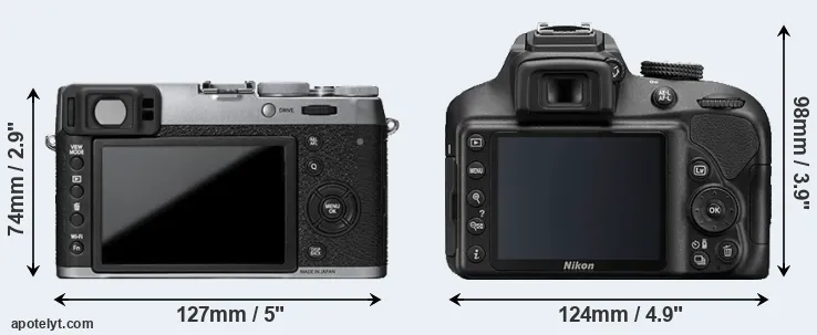 Comparison X100T or D3400 rear