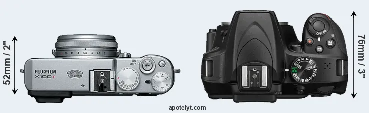 Compare X100T versus D3400 top