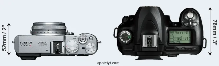 Compare X100T versus D50 top