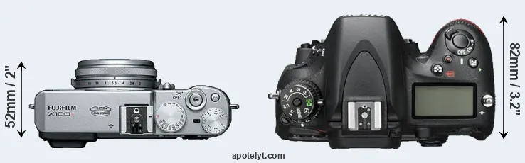 Compare X100T versus D600 top