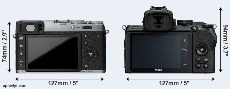 Comparison X100T or Z50 rear