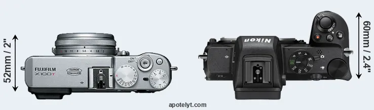 Compare X100T versus Z50 top