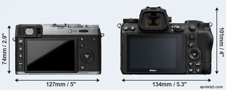 Comparison X100T or Z6 II rear