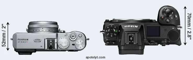 Compare X100T versus Z6 II top