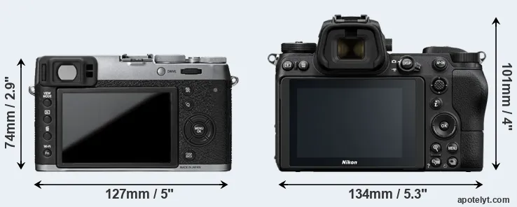 Comparison X100T or Z6 rear