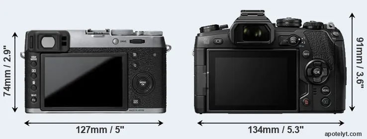 Comparison X100T or E-M1 II rear