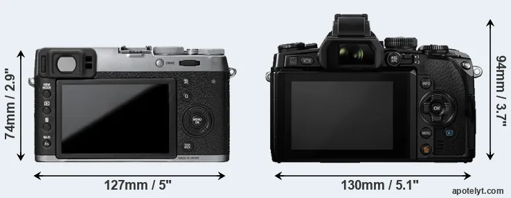 Comparison X100T or E-M1 rear