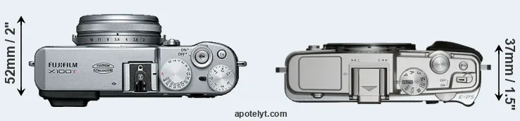 Compare X100T versus E-P5 top