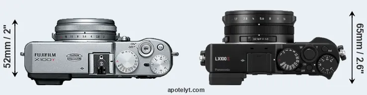 Compare X100T versus LX100 II top