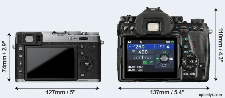 Comparison X100T or K-1 II rear