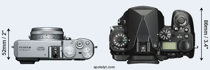 Compare X100T versus K-1 II top