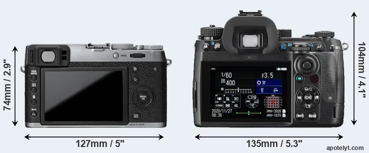 Comparison X100T or K-3 III rear
