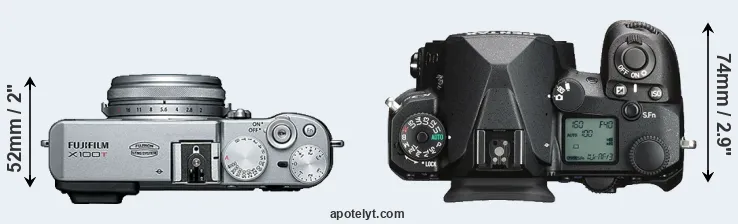 Compare X100T versus K-3 III top