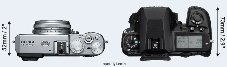 Compare X100T versus K-5 top