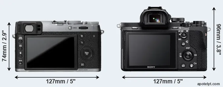 Comparison X100T or A7 II rear