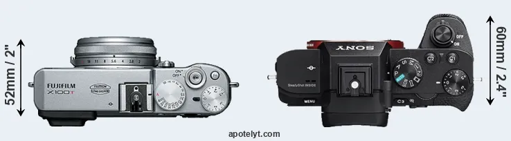 Compare X100T versus A7 II top