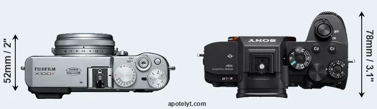 Compare X100T versus A7R IV top