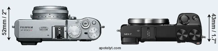 Compare X100T versus NEX-7 top