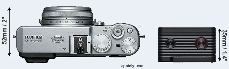 Compare X100T versus RX0 II top