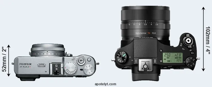 Compare X100T versus RX10 II top