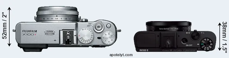 Compare X100T versus RX100 II top