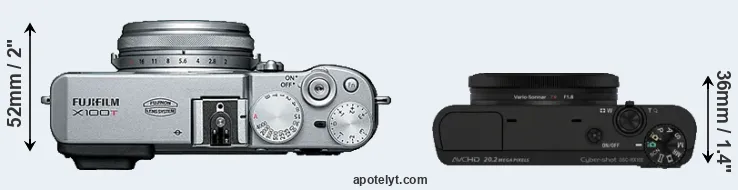 Compare X100T versus RX100 top