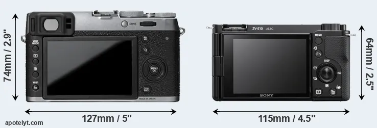 Comparison X100T or ZV-E10 rear