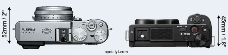 Compare X100T versus ZV-E10 top