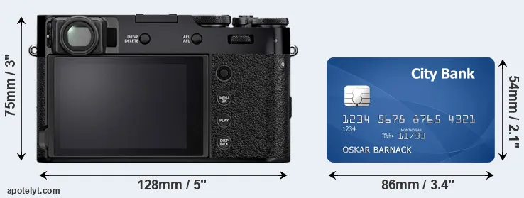 X100V and credit card rear side