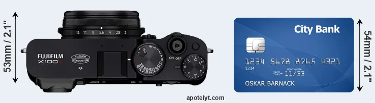 X100V versus credit card top view