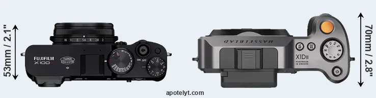 Compare X100V versus X1D II top