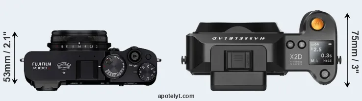 Compare X100V versus X2D 100C top