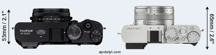 Compare X100V versus D-LUX 7 top
