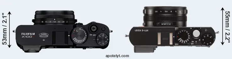 Compare X100V versus D-LUX Typ 109 top