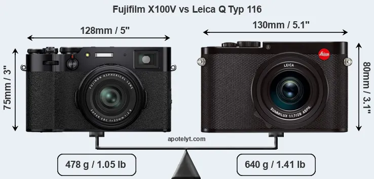 Size Fujifilm X100V vs Leica Q Typ 116