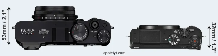 Compare X100V versus J5 top