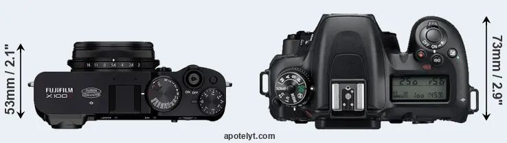 Compare X100V versus D7500 top