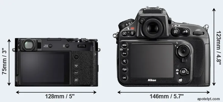 Comparison X100V or D800E rear