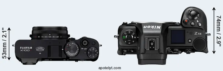 Compare X100V versus Z6 III top
