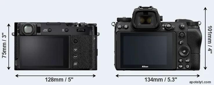 Comparison X100V or Z6 rear