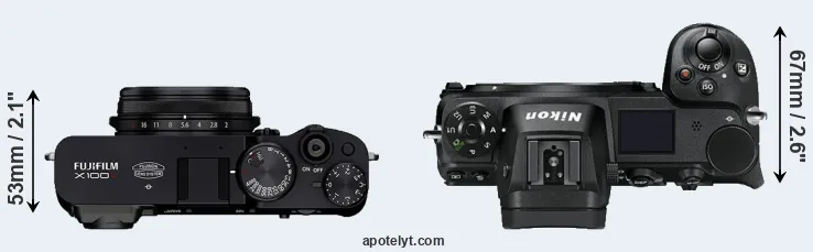Compare X100V versus Z7 top