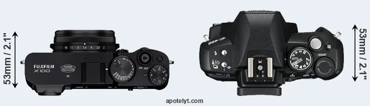 Compare X100V versus E-450 top
