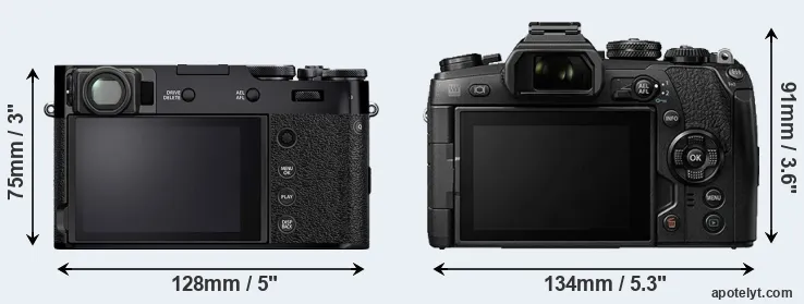 Comparison X100V or E-M1 II rear