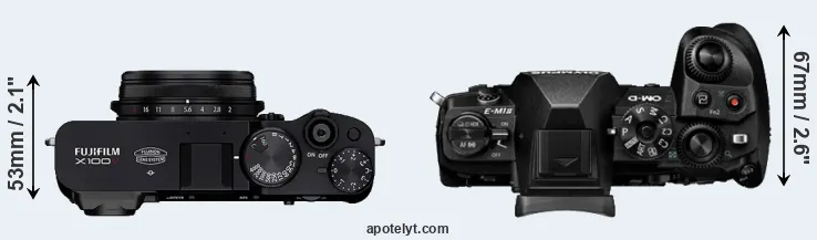 Compare X100V versus E-M1 II top
